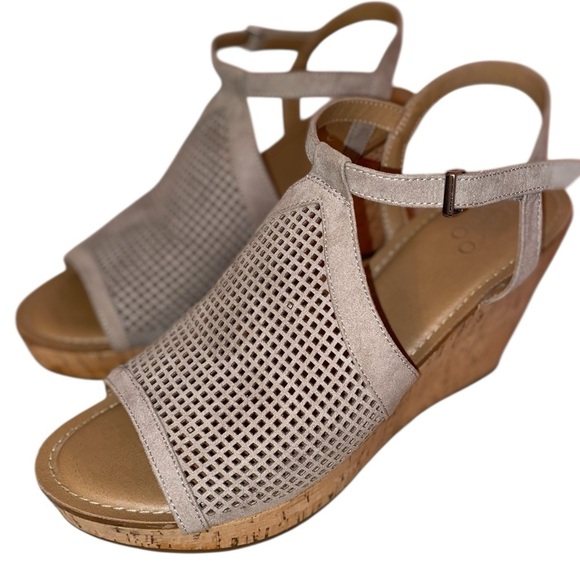 FRANCO SARTO Canyon Taupe Synthetic Wedge Cork Heel Size 11M - Picture 2 of 7